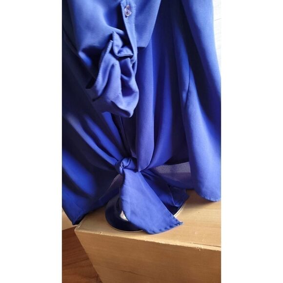 Peter Nygars Royal Blue Long Sleeve Blouse Size Large - Picture 3 of 6